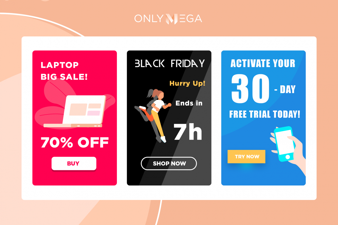 Onlymega CTA call to action examples of phrases in banners