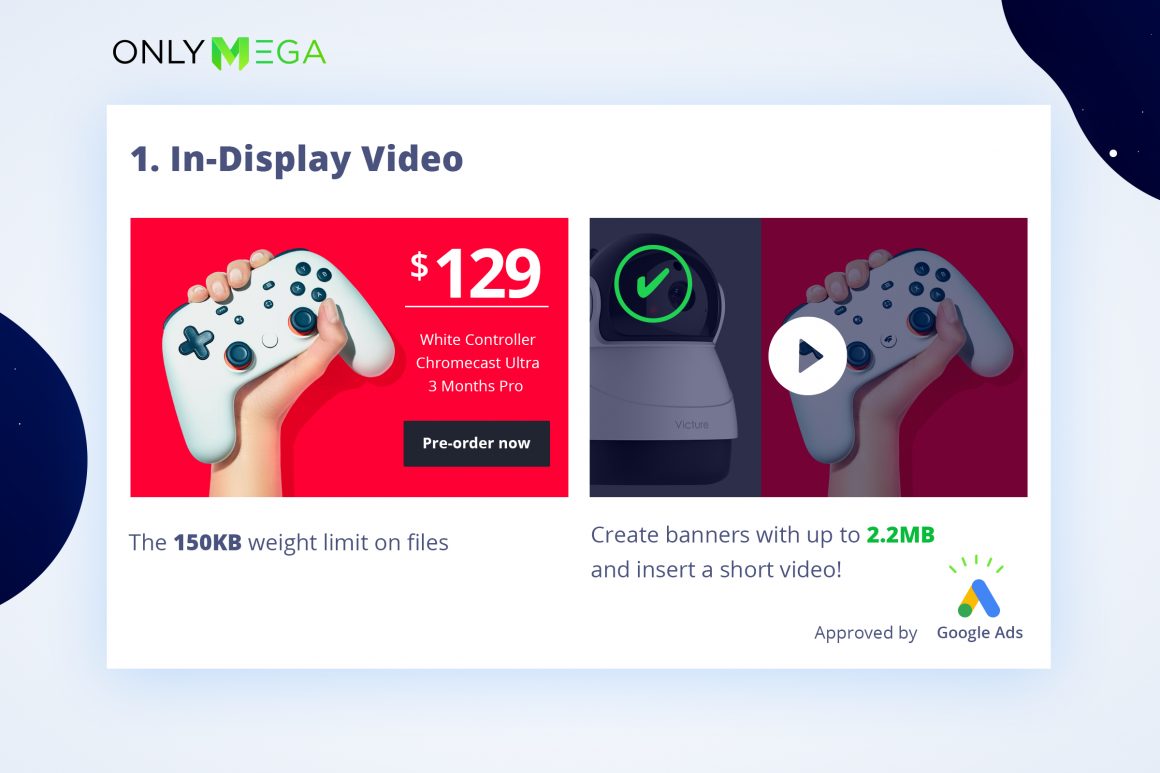Create In-Display video banners that will be approved by Google Display Ads 